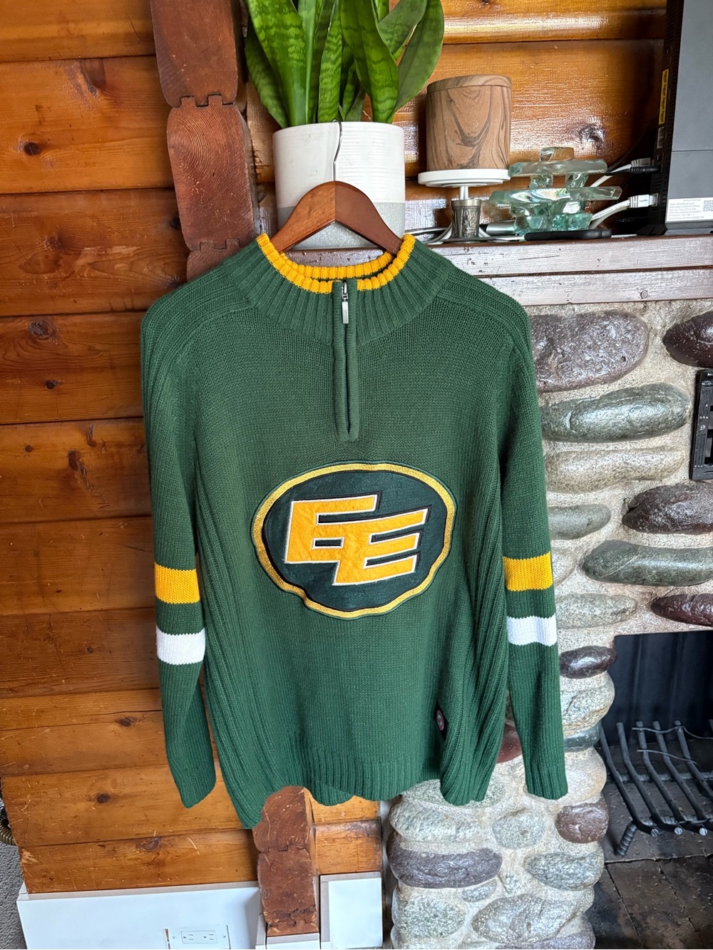 Vintage Edmonton Eskimos Elks CFL Half Zip Knit Sweater Men’s Large